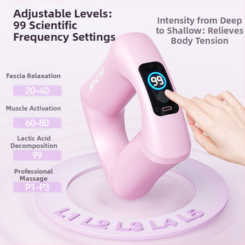 Mini fascia gun masažni uređaj s LCD zaslonom, motor s četkicama, 5+ brzina, ugrađena baterija 1000–1200 mAh, tih rad