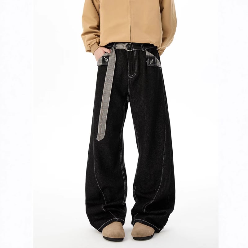 Blugi denim bărbați – stil britanic, multe buzunare, talie medie, fermoar, microelasticitate