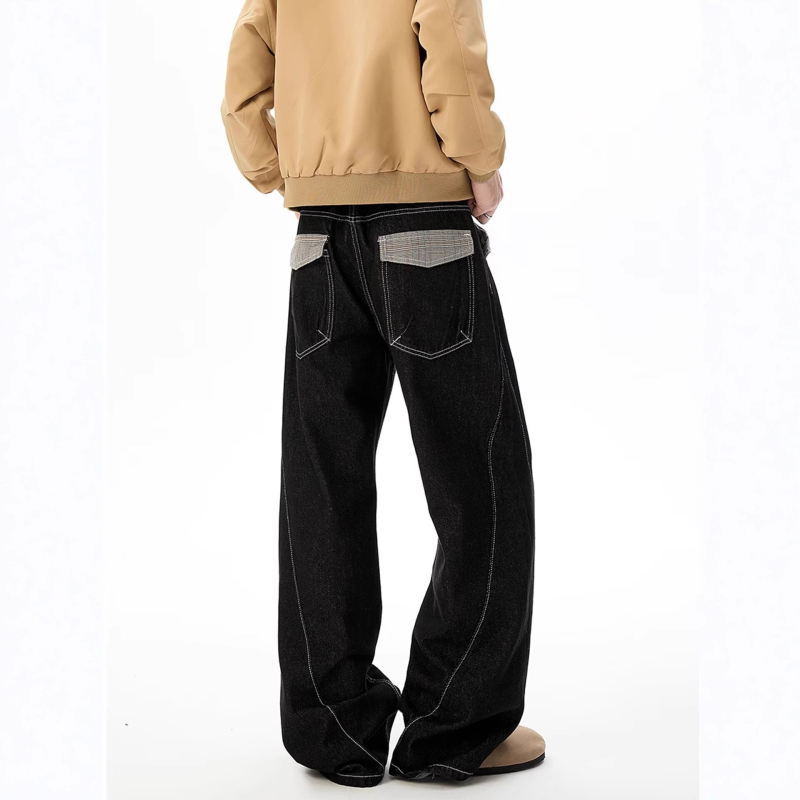 Blugi denim bărbați – stil britanic, multe buzunare, talie medie, fermoar, microelasticitate