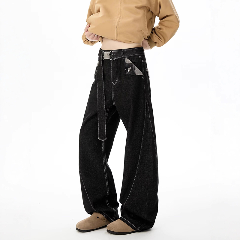 Blugi denim bărbați – stil britanic, multe buzunare, talie medie, fermoar, microelasticitate