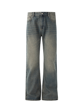 MYQ Muške traperice ravnog kroja u retro stilu - distressed denim, jesen-zima, korejski gradski stil