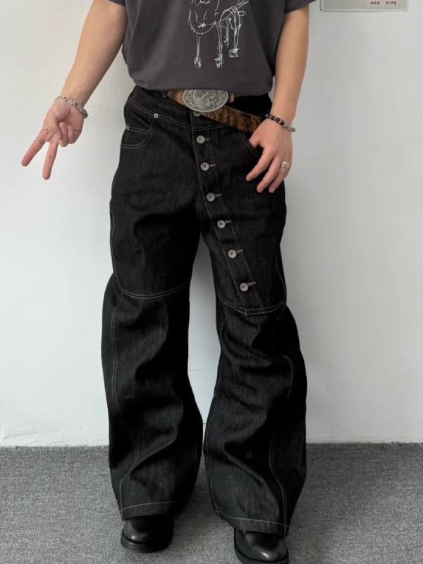 Muške traperice u američkom stilu, kopčanje sprijeda, srednji rise, straight kroj, pamuk denim