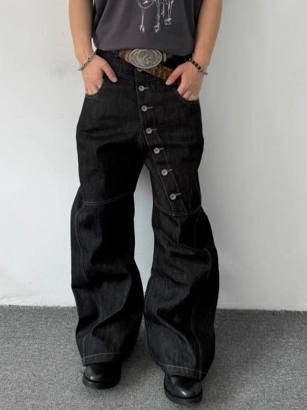 Muške traperice u američkom stilu, kopčanje sprijeda, srednji rise, straight kroj, pamuk denim