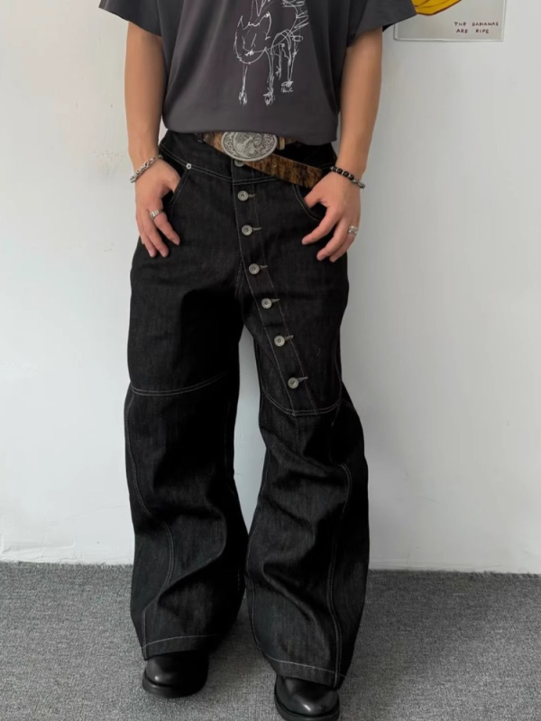 Muške traperice u američkom stilu, kopčanje sprijeda, srednji rise, straight kroj, pamuk denim