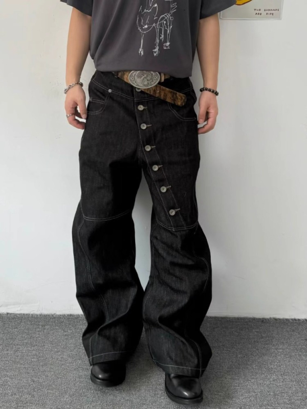 Muške traperice u američkom stilu, kopčanje sprijeda, srednji rise, straight kroj, pamuk denim