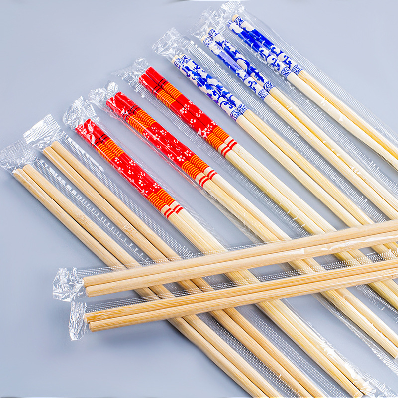 Vienkartiniai bambusiniai lazdelės, atskiromis pakuotėmis OPP maišeliuose — higieniski apvalūs galai, tinkami mikrobangų krosnelėms, logotipo individualizavimas