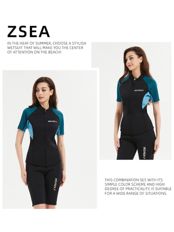 Unisex 2 mm trumpas rankovės narų kombinezonas, neoprenas su aukšto elastingumo nailono audiniu, greitai džiūstantis, tinkamas plaukiojimui ir nardymui