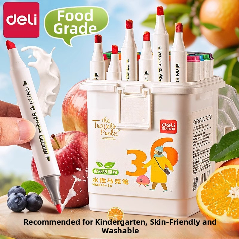 Deli maisto kokybės žymeklis vaikams, dvigubomis galvomis, plaunamas, vandens pagrindu, nekenksmingas