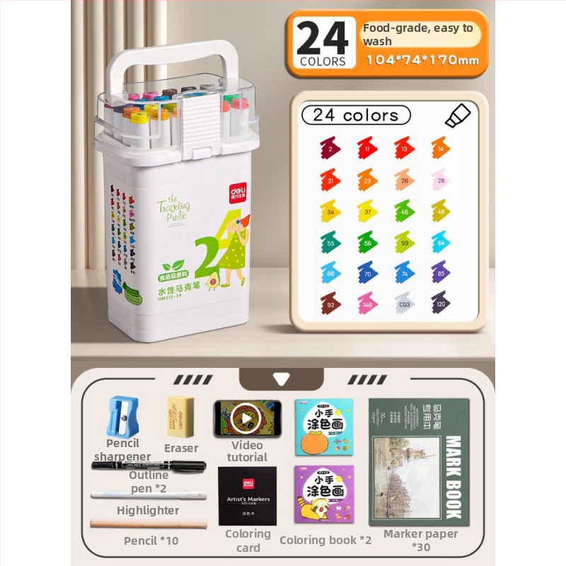 Deli maisto kokybės žymeklis vaikams, dvigubomis galvomis, plaunamas, vandens pagrindu, nekenksmingas