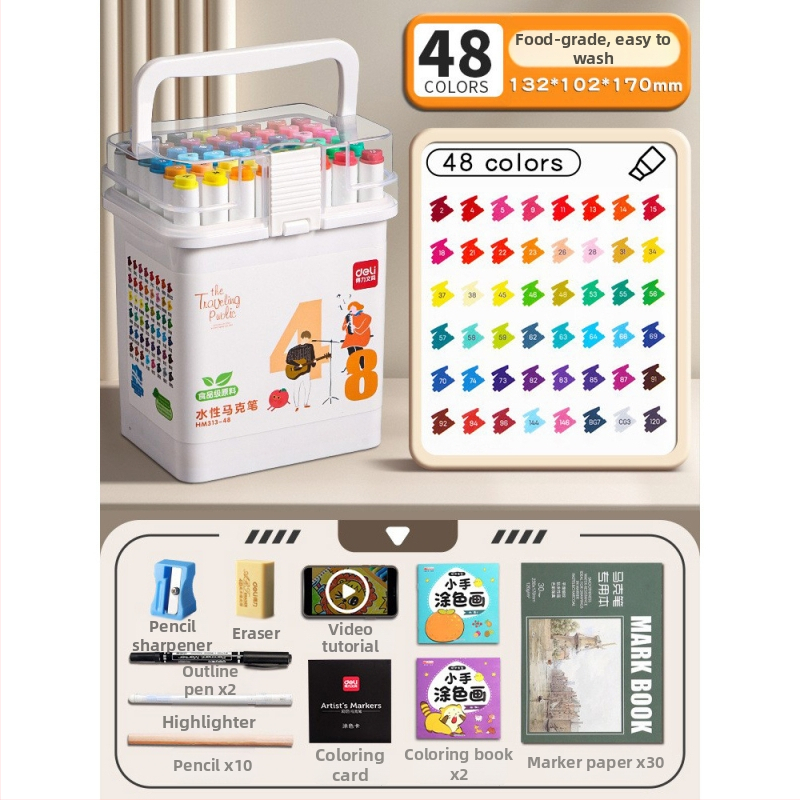 Deli maisto kokybės žymeklis vaikams, dvigubomis galvomis, plaunamas, vandens pagrindu, nekenksmingas