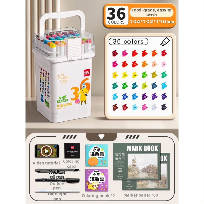 Deli maisto kokybės žymeklis vaikams, dvigubomis galvomis, plaunamas, vandens pagrindu, nekenksmingas