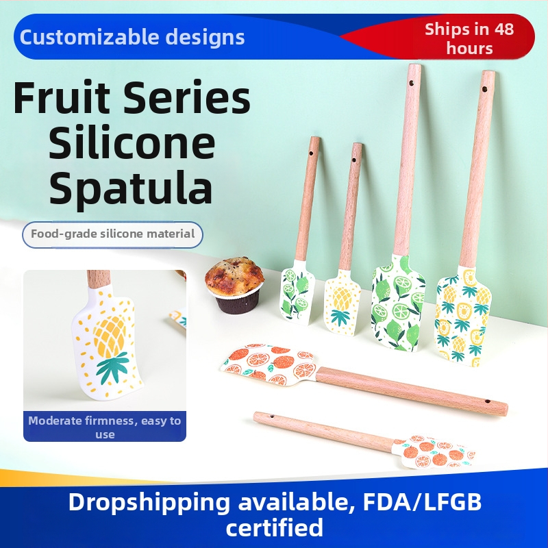 Siliconinė mentele kepimui su medine rankena (Prekės ženklas HY; Medžiaga: silikonas; Tinkama kremams ir glazūrai)