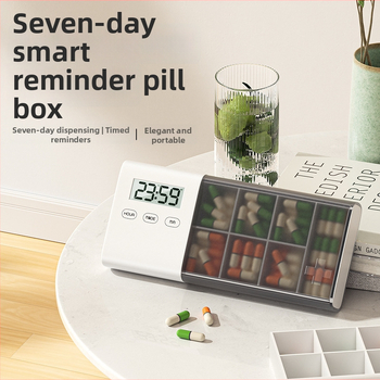 Pametna digitalna kutija za tablete s timerom i alarmom, prijenosna PP plastična kutija za lijekove, model MZ_C2124, s poklopcem, 1 pretinac