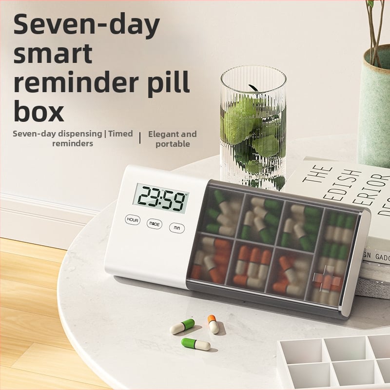 Pametna digitalna kutija za tablete s timerom i alarmom, prijenosna PP plastična kutija za lijekove, model MZ_C2124, s poklopcem, 1 pretinac