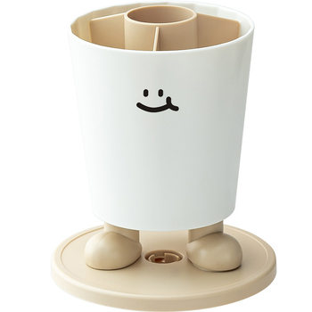 Sukamas rašiklių laikiklis su išraiškomis – apvalus plastikinis biuro stalinis laikymo dėklas, modelis Sd-3882, daugiafunkcinis ir nuimamas