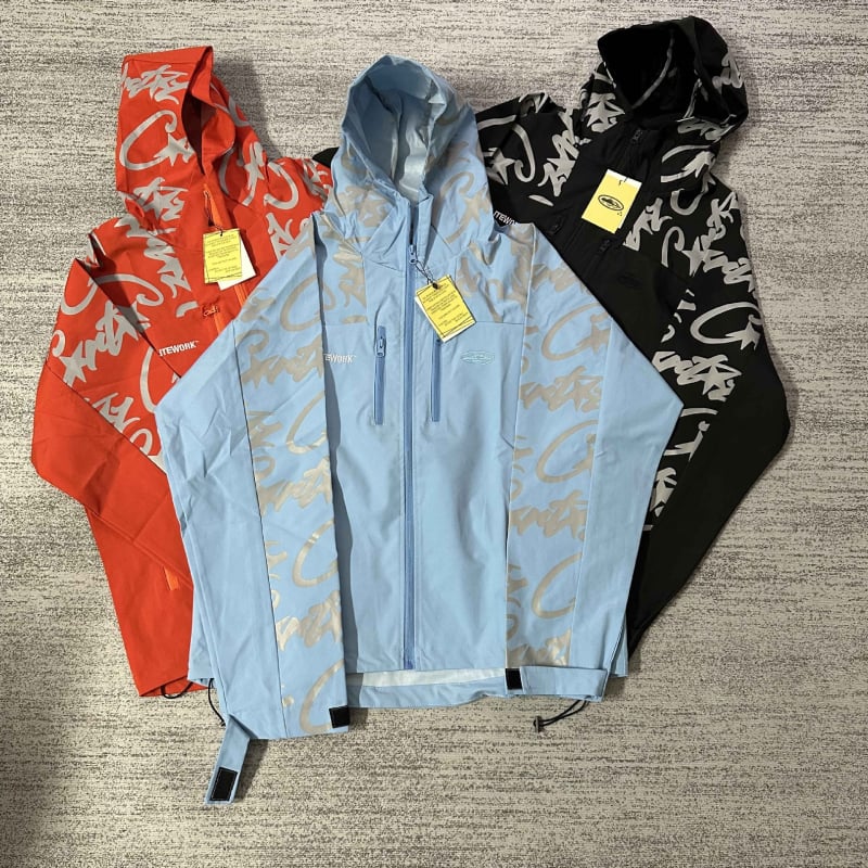 Palton masculin în stil stradal, guler înalt, fermoar, croială lejeră, buzunare laterale, broderie jacquard