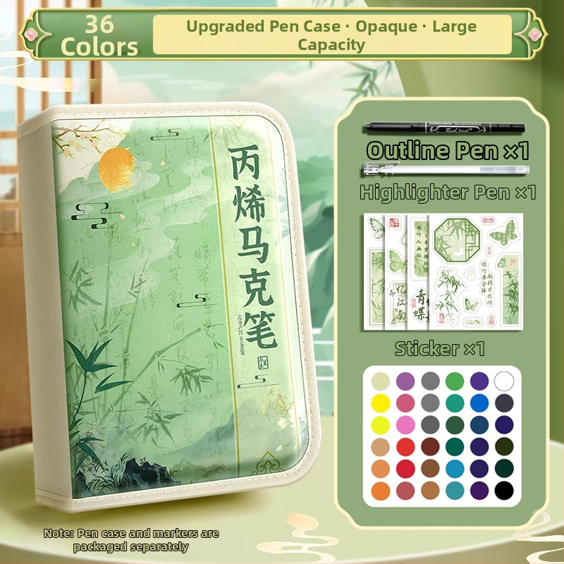 Chalk Time kinų stiliaus akvarelių rašiklis ir akrilinis žymeklis su minkštu galu, sluoksniuojantis dizainas, skirta pradinės mokyklos mokiniams