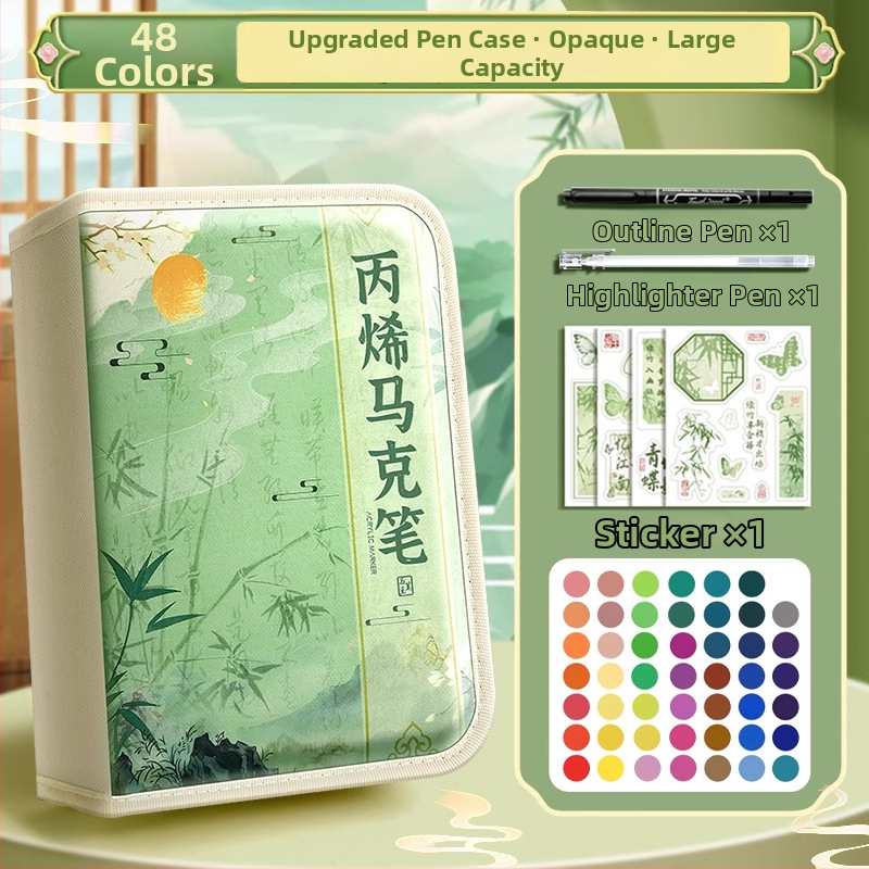 Chalk Time kinų stiliaus akvarelių rašiklis ir akrilinis žymeklis su minkštu galu, sluoksniuojantis dizainas, skirta pradinės mokyklos mokiniams