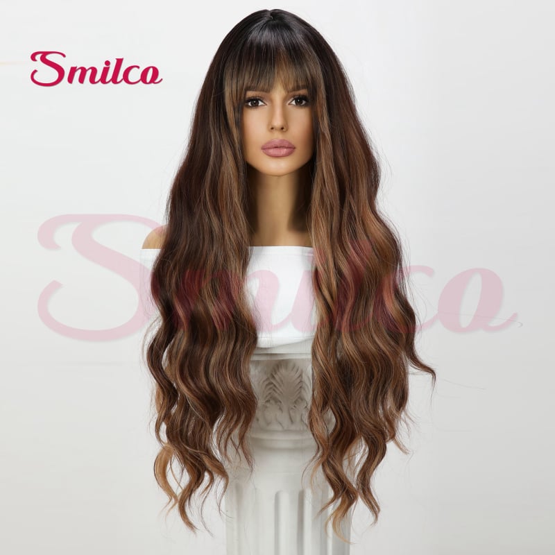 Perukas iš karščiui atsparių pluoštų, didelės bangos, modelis SM6060, galima dažyti