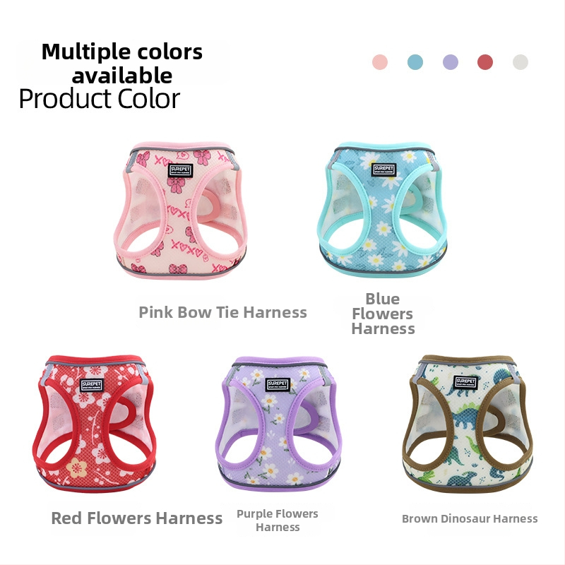 Psí hrudný postroj s reflexnými prvkami, pohodlný, priedušný, proti roztrhnutiu (Polyester; hrudný popruh; nepredlžuje; 200 ks)