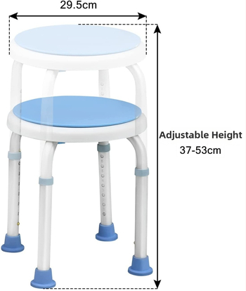 Dušo kėdė su 360° sukimu, reguliuojamas aukštis, apvali vonios kėdė, oksidacinė apdaila