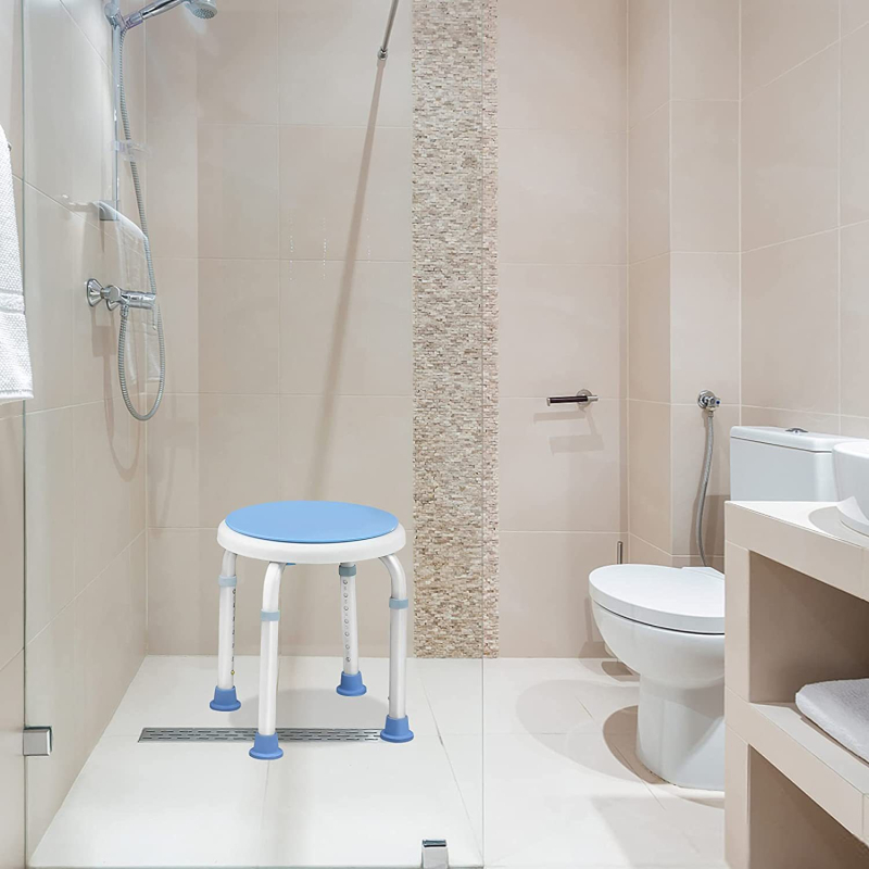 Dušo kėdė su 360° sukimu, reguliuojamas aukštis, apvali vonios kėdė, oksidacinė apdaila