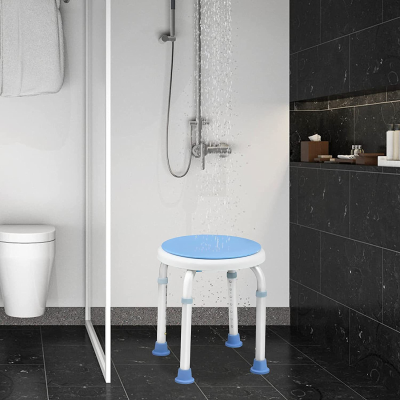 Dušo kėdė su 360° sukimu, reguliuojamas aukštis, apvali vonios kėdė, oksidacinė apdaila