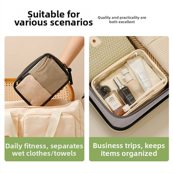 Kozmetická taška, priehľadná PVC, tvar kocky, viacúčelová pre cestovanie a uskladnenie make-upu (PVC materiál; tvar kocky; viacúčelová; make-up skladovanie)