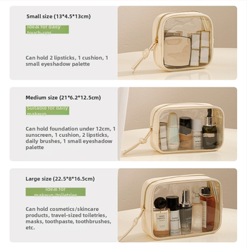 Kozmetická taška, priehľadná PVC, tvar kocky, viacúčelová pre cestovanie a uskladnenie make-upu (PVC materiál; tvar kocky; viacúčelová; make-up skladovanie)