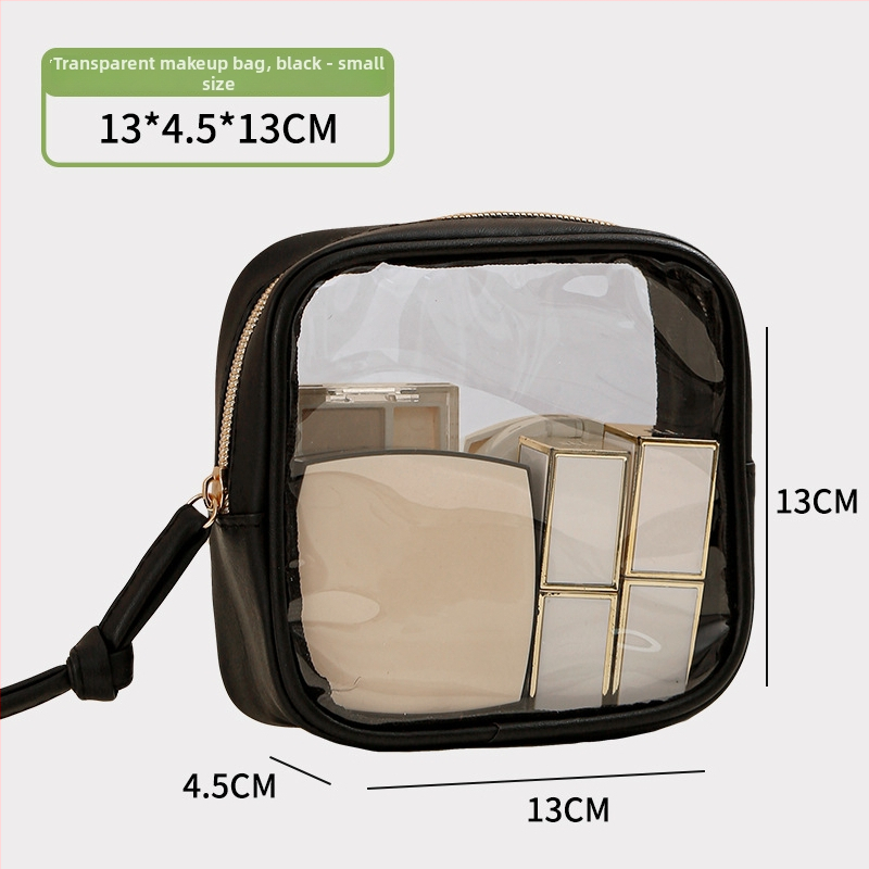 Kozmetická taška, priehľadná PVC, tvar kocky, viacúčelová pre cestovanie a uskladnenie make-upu (PVC materiál; tvar kocky; viacúčelová; make-up skladovanie)