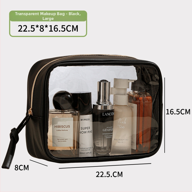 Kozmetická taška, priehľadná PVC, tvar kocky, viacúčelová pre cestovanie a uskladnenie make-upu (PVC materiál; tvar kocky; viacúčelová; make-up skladovanie)