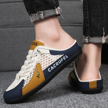 Férfi slip-on szandál hálós felső Fly weaving, EVA talp, PVC talp, kerek orr, alacsony sarok 1–3 cm