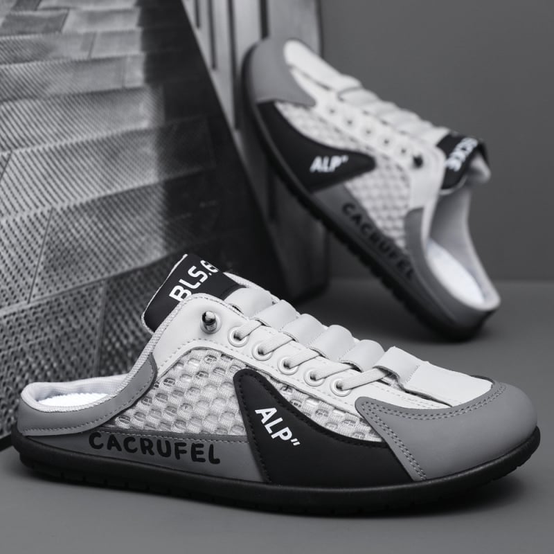 Férfi slip-on szandál hálós felső Fly weaving, EVA talp, PVC talp, kerek orr, alacsony sarok 1–3 cm