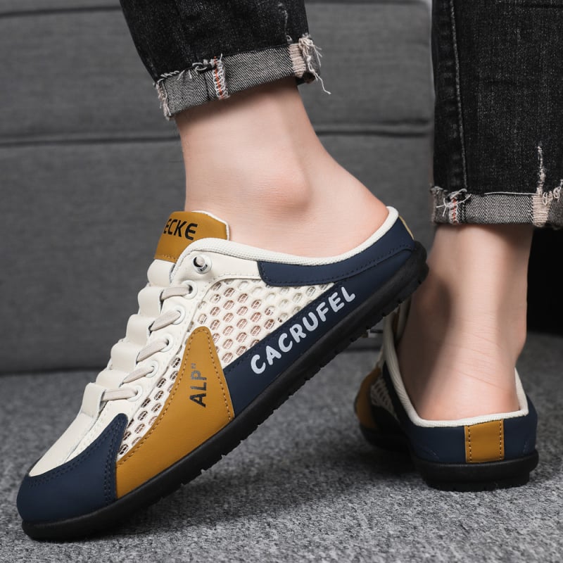 Férfi slip-on szandál hálós felső Fly weaving, EVA talp, PVC talp, kerek orr, alacsony sarok 1–3 cm