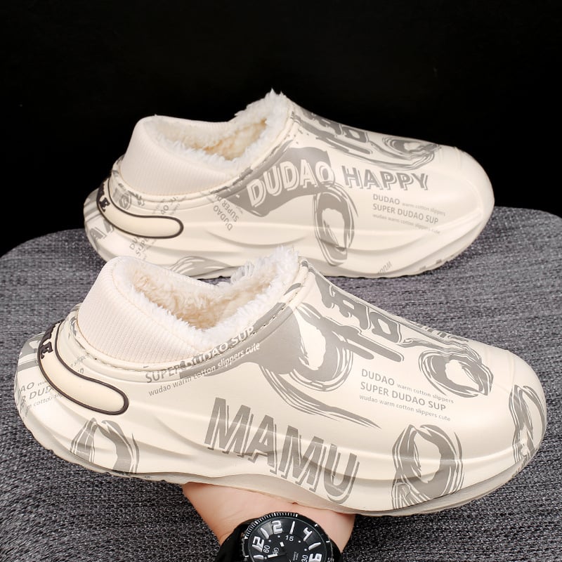 Papuci de casă unisex pentru iarnă - antiderapant, căptuți cu fleece, EVA pe partea superioară și talpă EVA, groși