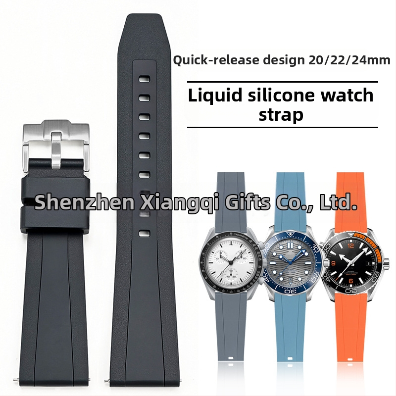 šķidrā silikona pulksteņa siksna Omega Seamaster 300, ātra atvienošana, putekļu izturība, universāla piestiprināšana — Cheung Kei