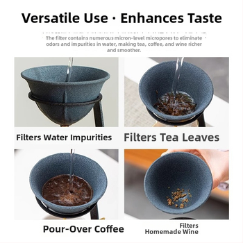 Keraminis arbatos ir kavos filtras su smulkių porų filtru, be popierinio filtro, U tipo arba V tipo filtras, paprastas stilius