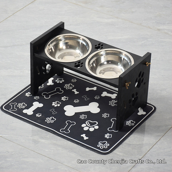 Drevený stojan na misky pre mačky, Chenjia A25529-dish rack, krmivo pre domáce zvieratá