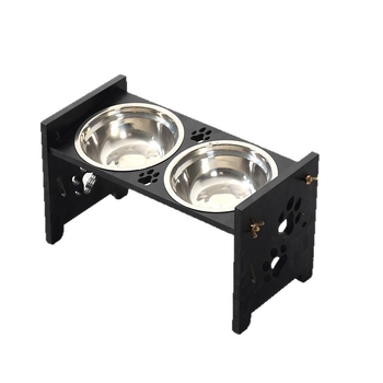 Drevený stojan na misky pre mačky, Chenjia A25529-dish rack, krmivo pre domáce zvieratá