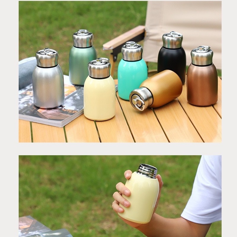 Sporto izoliacinis buteliukas su viduje 304 nerūdijančio plieno ir išorėje 201, 6–12 valandų šilumos izoliacija, logotipo spausdinimas įmanomas, išleista 2023 m.