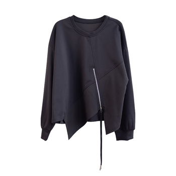 Dámska mikina so zipsom, rukáv typu flutter, 100% polyester, jeseň 2025, elegantný mestský štýl