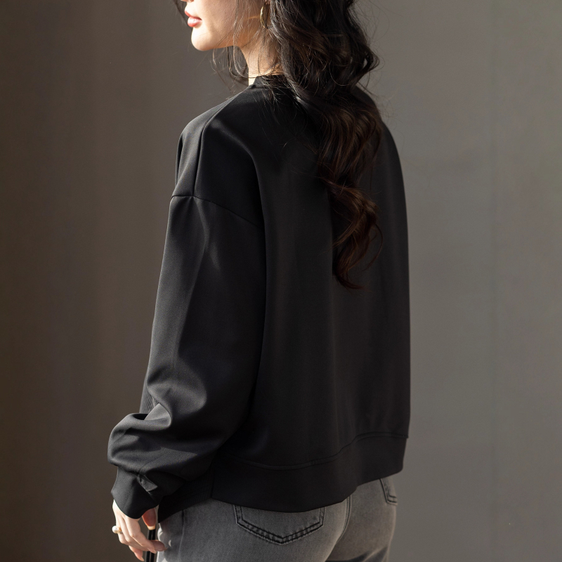 Dámska mikina so zipsom, rukáv typu flutter, 100% polyester, jeseň 2025, elegantný mestský štýl