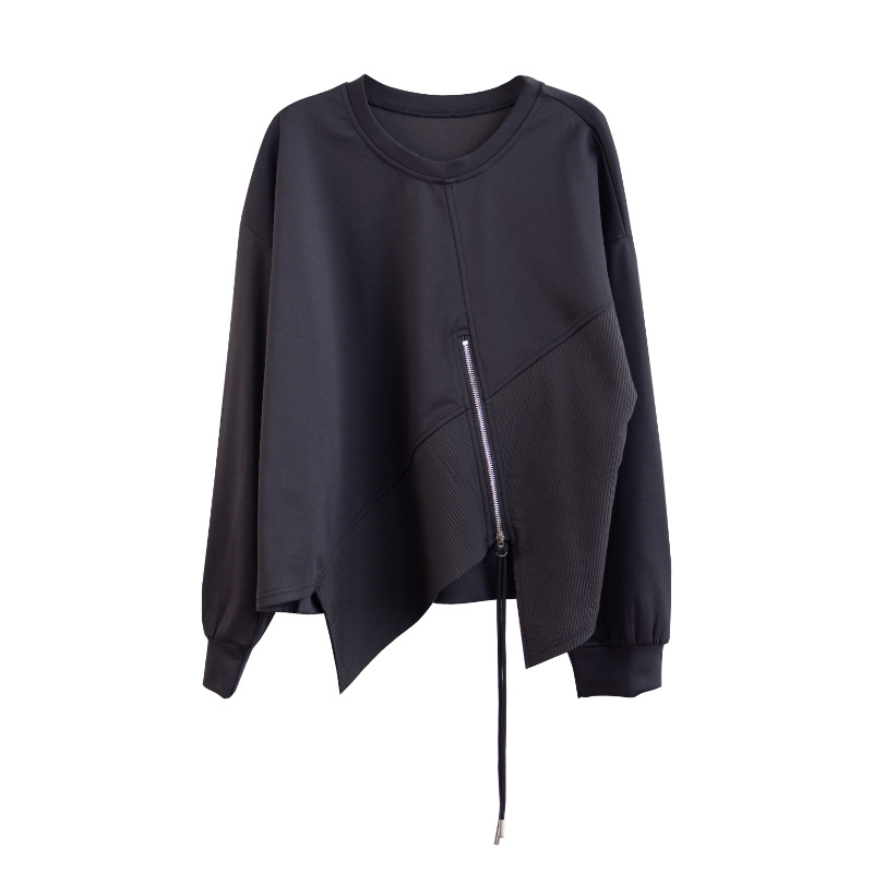 Dámska mikina so zipsom, rukáv typu flutter, 100% polyester, jeseň 2025, elegantný mestský štýl