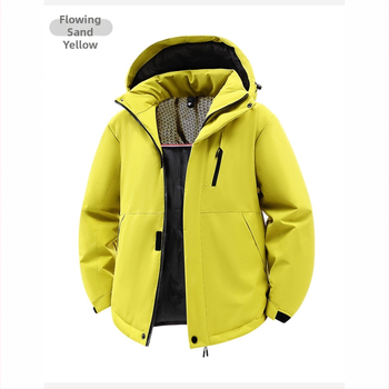 Graphene infundeeritud fliisjakk meestele, kapuutsiga paks talvejakk, tõmblukk, polüestri täidis, vooder polüester