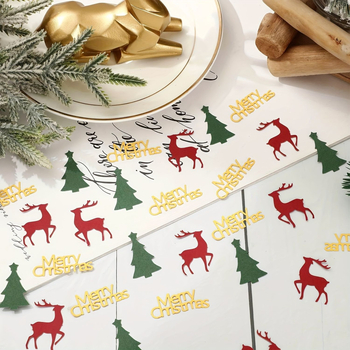 Kalėdiniai konfeti mišiniai ir rekvizitai scenos dekoravimui – popierius, dirbtinė kalėdinė eglutė