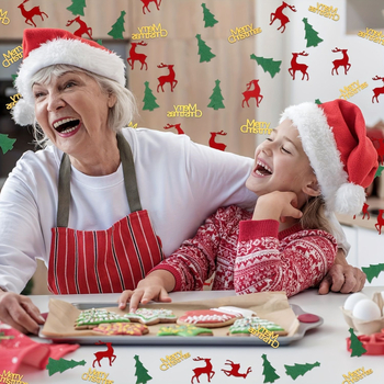 Kalėdiniai konfeti mišiniai ir rekvizitai scenos dekoravimui – popierius, dirbtinė kalėdinė eglutė