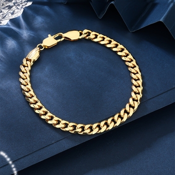 Гривна Cuban верига от неръждаема стомана — електроплакиране, марка Nine, геометрична форма, стил персонален тренд, аксесоар за ръка