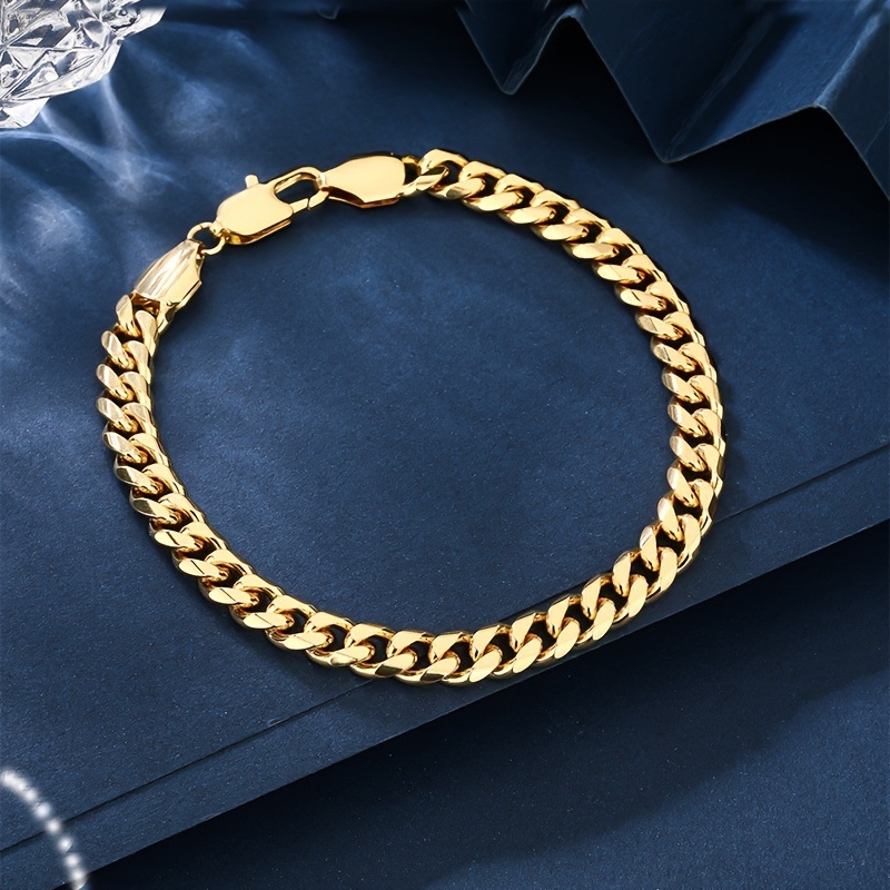 Гривна Cuban верига от неръждаема стомана — електроплакиране, марка Nine, геометрична форма, стил персонален тренд, аксесоар за ръка