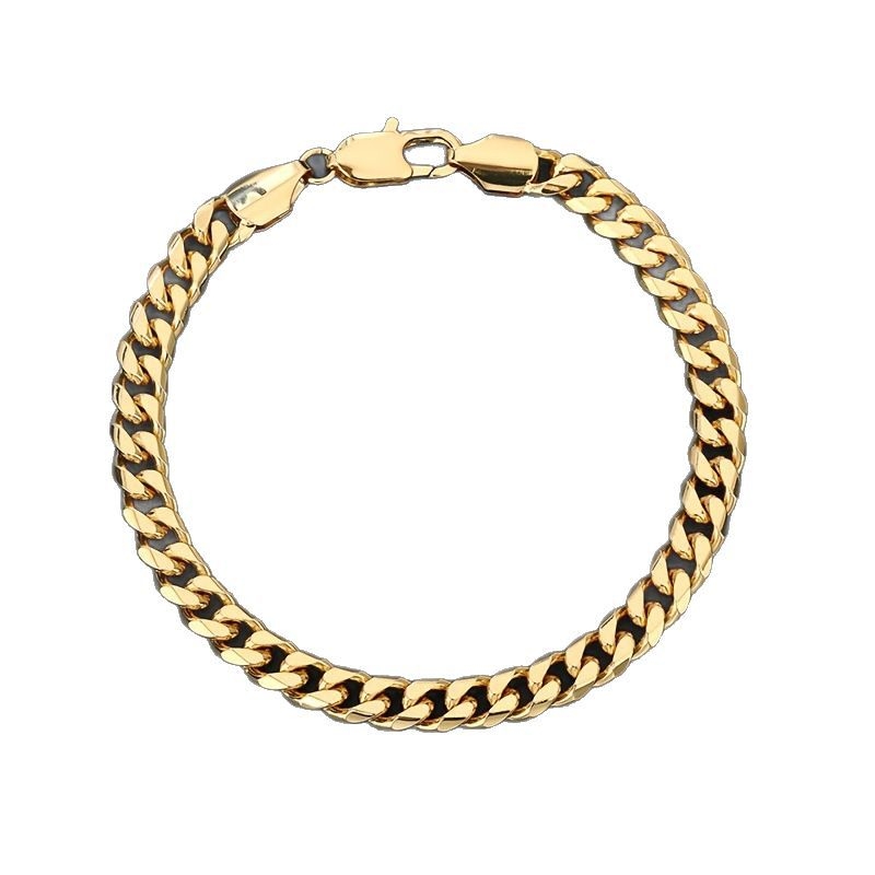 Гривна Cuban верига от неръждаема стомана — електроплакиране, марка Nine, геометрична форма, стил персонален тренд, аксесоар за ръка