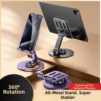 Sulankstomas stalinis laikiklis telefonui ir planšetėms – metalinis, minimalistinio stiliaus, skirtas staliniam naudojimui